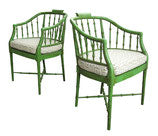 Faux Bamboo Baker Furniture Chairs, Pair
