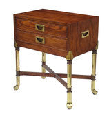 Campaign Nightstand in Brass and Oak
