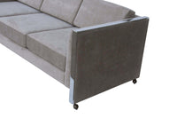 Milo Baughman Style Velvet Chrome Frame Sofa Selig Monroe 84 in